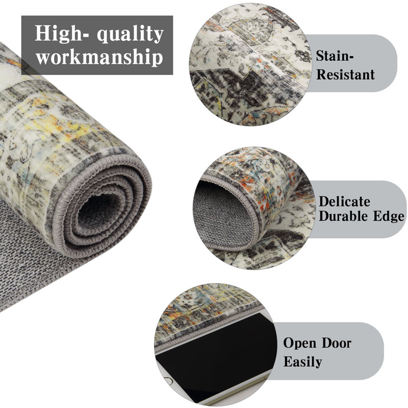 Piaf Washable Oriental Indoor Rug, Rectangle 5' x 7'