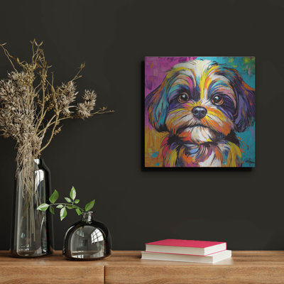  «Wouf Shih Tzu» par Rich Monet, art mural en métal, 12 po x 12 po
