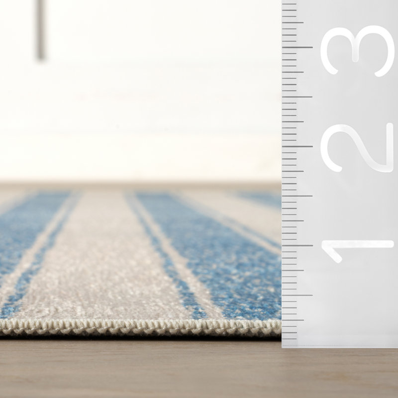 Vion Coastal Striped Machine Washable Rug, Rectangle 6' x 9'