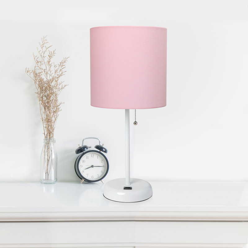 Delp Metal USB Table Lamp, Pink, White, No