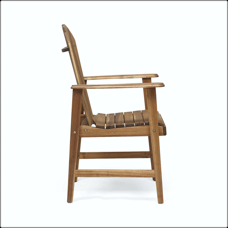 Chaise Adirondack en bois d'acacia avec conception à lattes traditionnelle, Natural