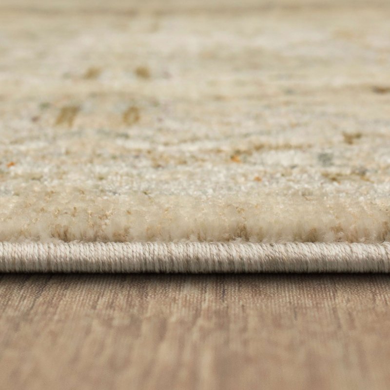 Gray and Cream Geometric Synthetic Runner Rug