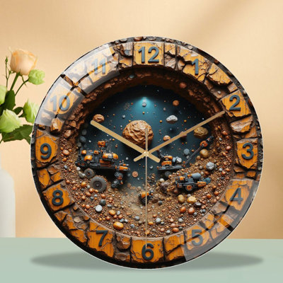 Horloge murale unique en verre 12 po Mining Machines