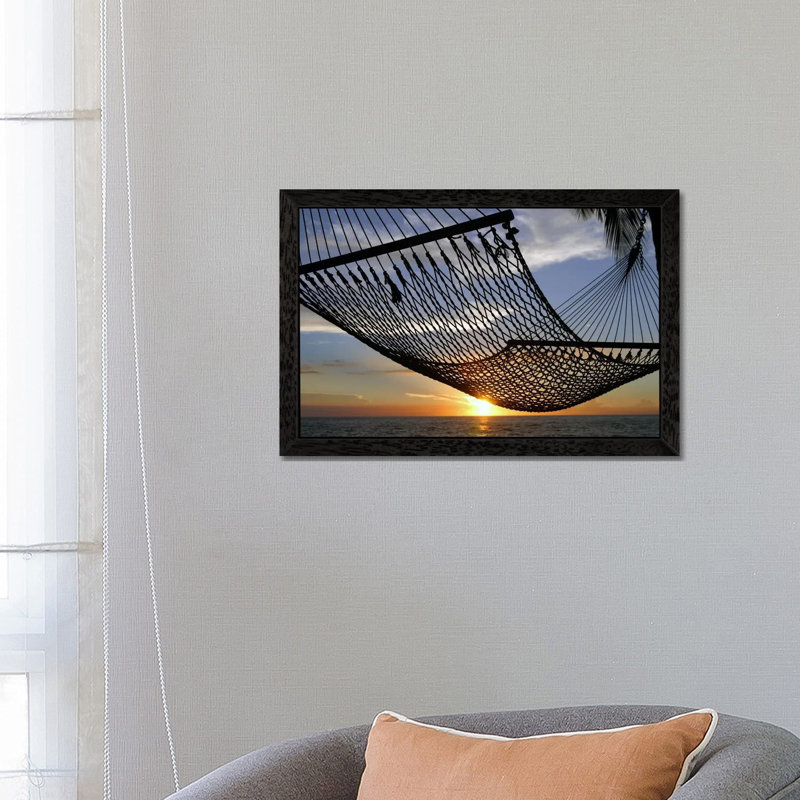 Hawaii Sunset - Print on Canvas, 66.04 cm H x 45.72 cm W, Black Floater Framed