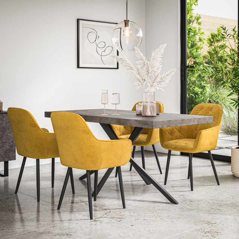 Agretha Dining Set, Grey/Black/Mustard