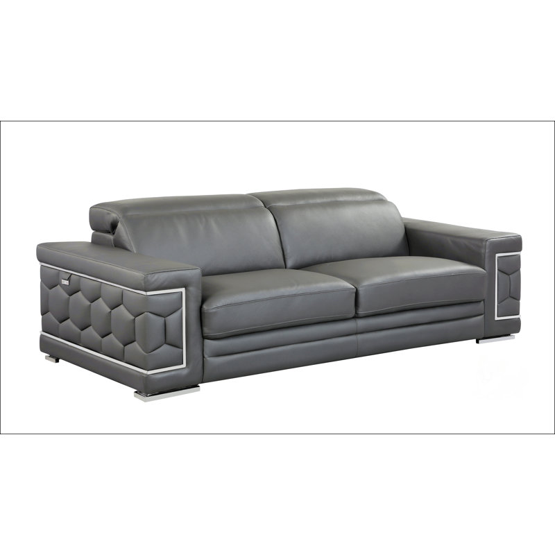 Canapé en cuir italien Top Grain, Gris foncé