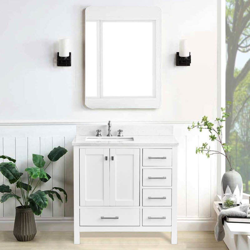 36 Inch Engineered Stone Bathroom Vanity Top With Sink