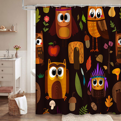 Rideau de douche Bright Childish Owls Trees