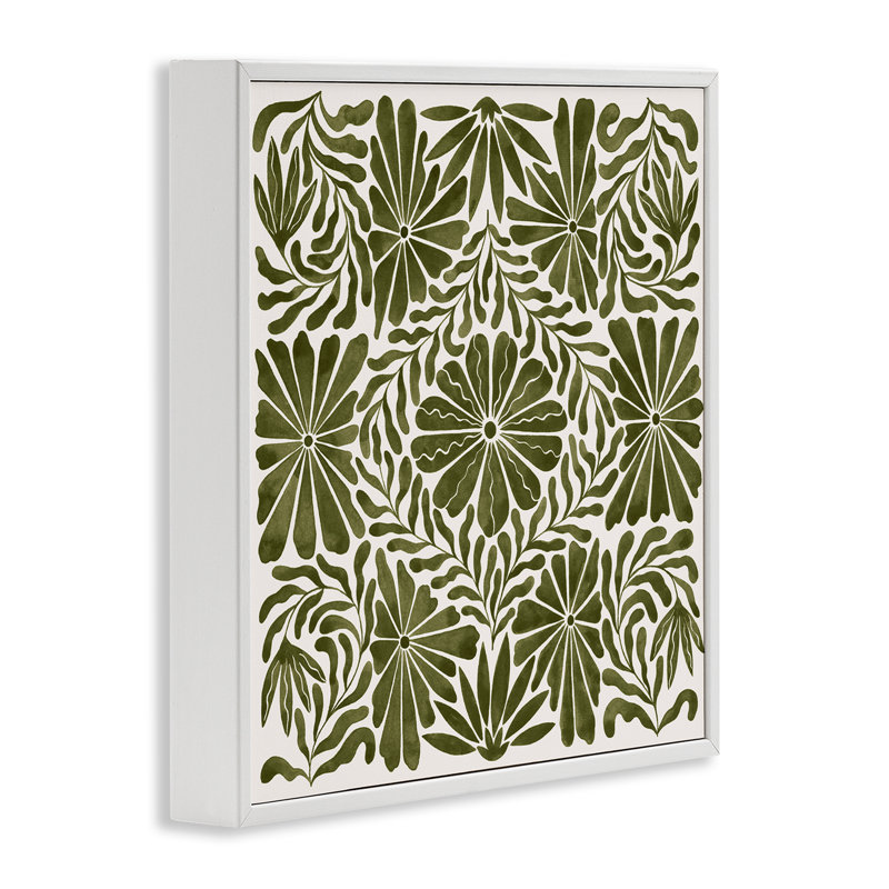«Centric Circular Flowers», estampe numérique encadrée par Grace Popp, Giclée encadrée blanc bord de mer, H 17 po x l 17 po