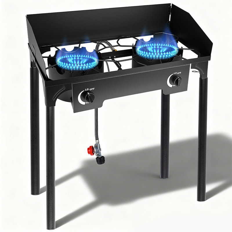 Réchaud de camping 2 brûleurs (noir)
