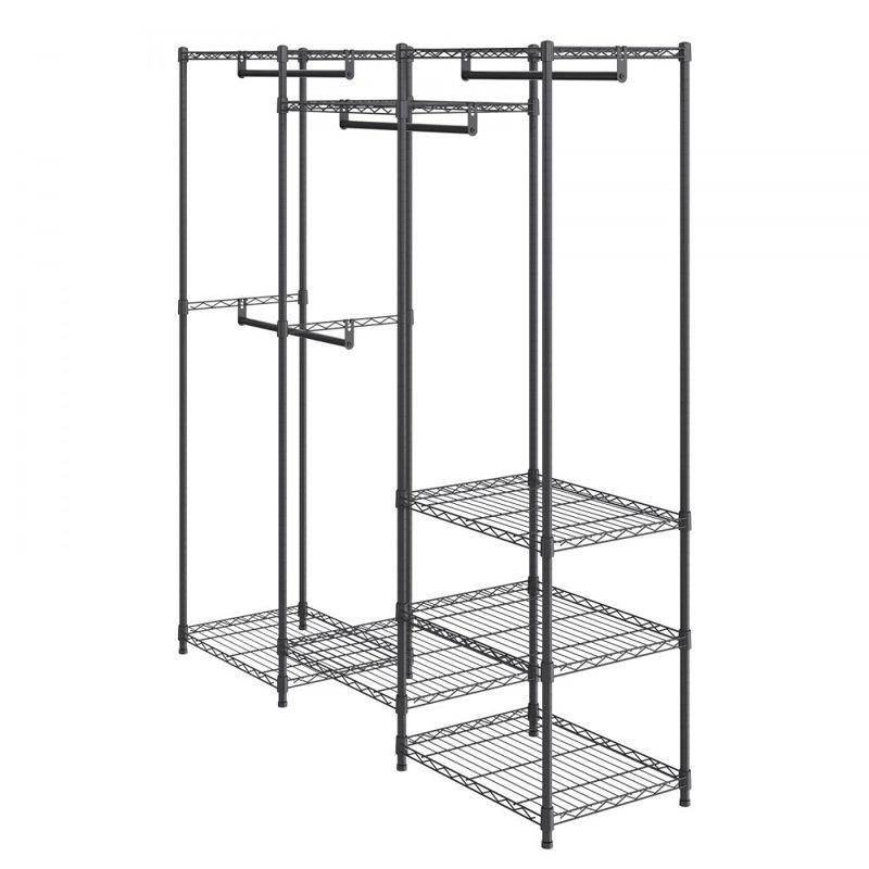 Heavy Duty Clothes Rack, Rolling Clothing Garment Rack with 4 Hang Rods & 8 Storage Tiers, Adjustable Custom Closet Rack, Freestanding Wardrobe for Hanging Clothes, 800 lbs Load Capacity