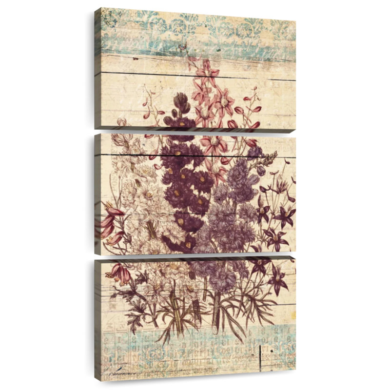Fleurs sur bois, H 27 po x l 12 po