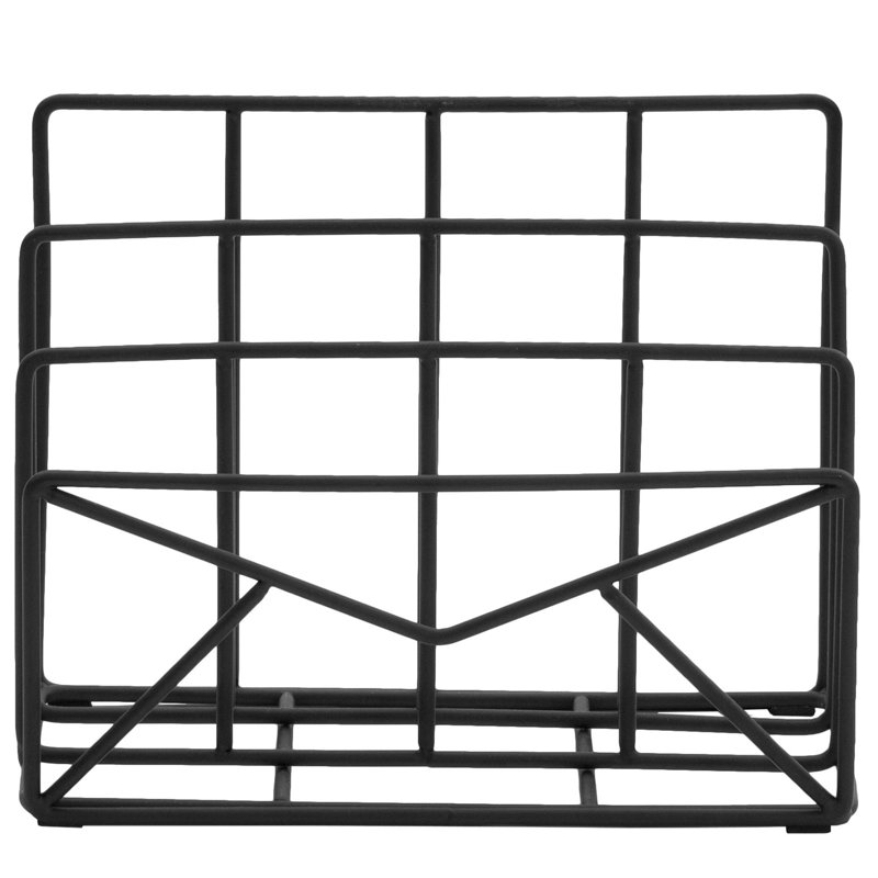 Leondre Metal 3 Slot Wire Desk Organiser, Black