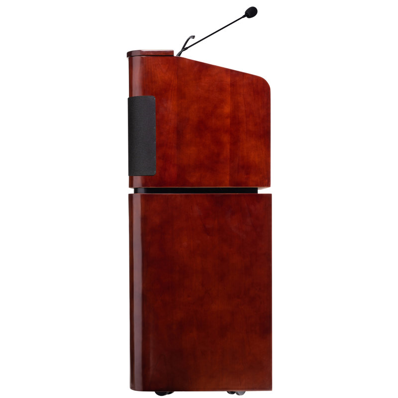 Mahogany Walnut Veneer Mobile Sound Lectern with Storage