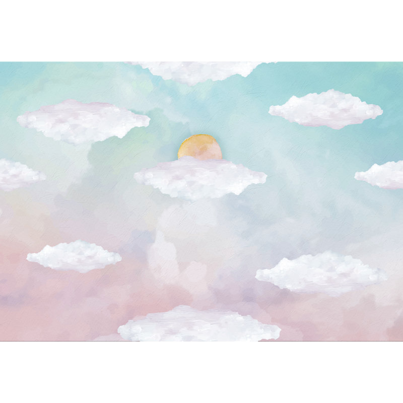 Papier peint soleil et nuages pour enfants, L 37,92 po x l 57 po