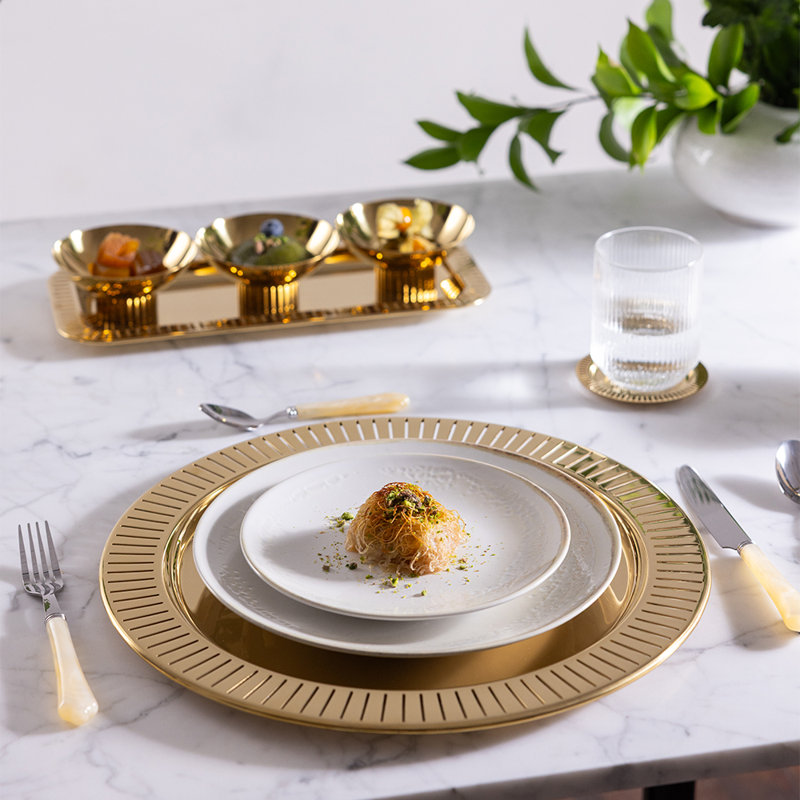Striations Stainless Steel Nut Bowl, Gold