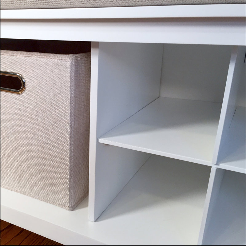John Louis Home Solid Wood Entry Bench with Shoe Divider and 2-Bins, White