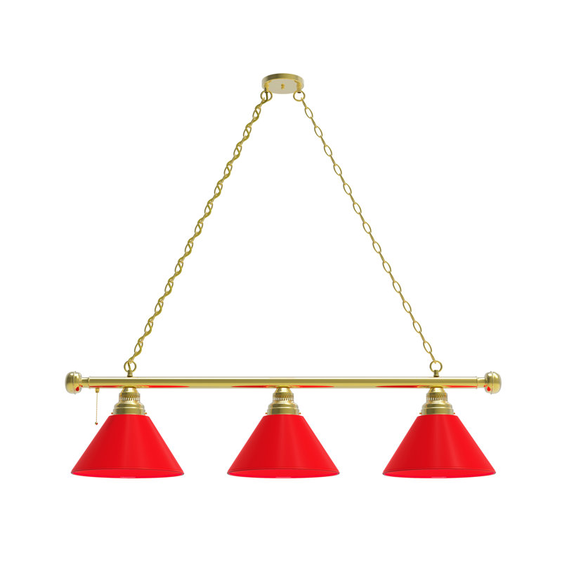3 - Light Pool Table Lights Pendant, Brass, Red