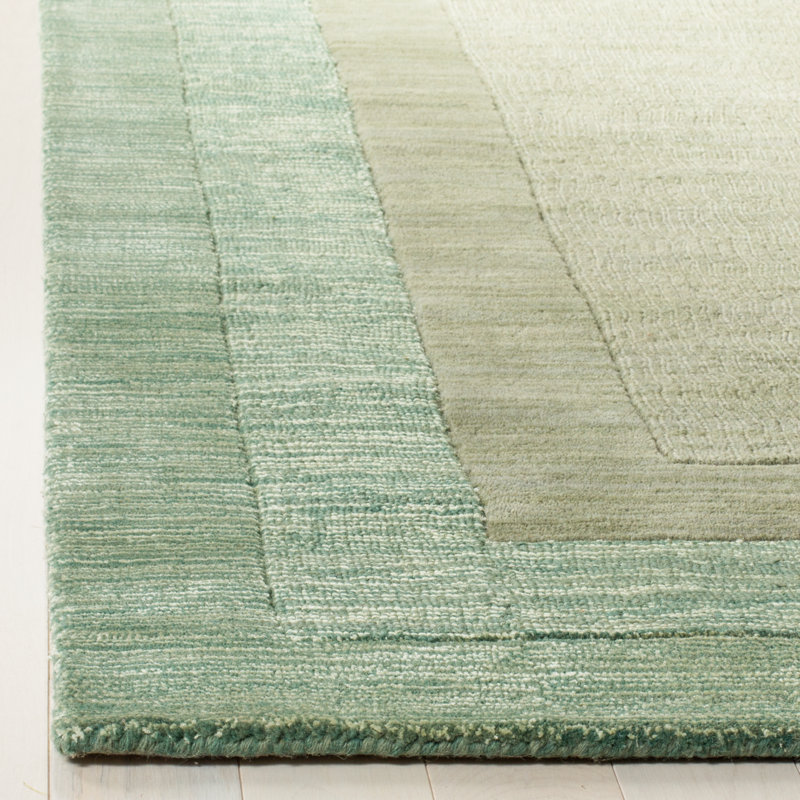 Tapis vert / beige en laine touffeté à la main Frederica, Rectangle de 10 pi x 14 pi
