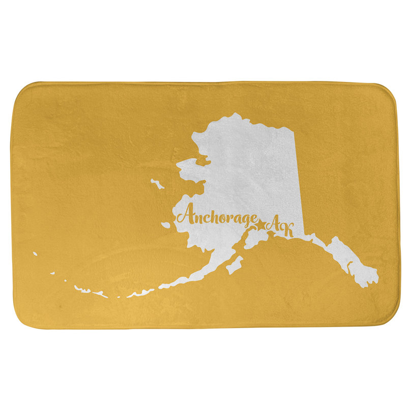 Tapis pour salle de bain ancrage alaska, l 21 po x L 34 po, Jaune, Anchorage, Alaska