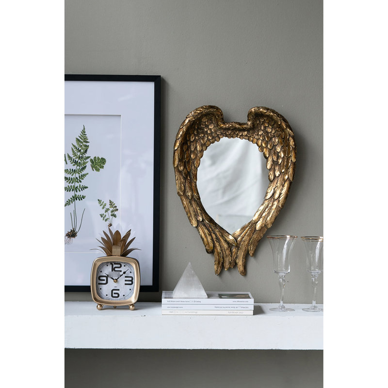 Miroir à oreilles doré 22 po x 16 po - ajoute du charme à n'importe quelle pièce, reflète bien la lumière, rehausse l'espace de la maison et du bureau, 100% résine