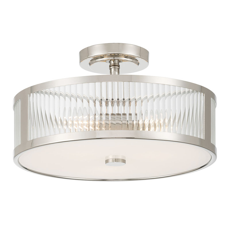 Plafonnier semi-encastré 3 lumières 15,75 po Gabrie, Nickel poli