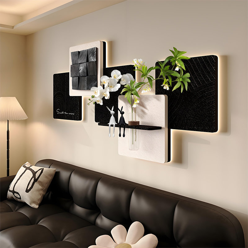 55.12"3D Solid Wood Sandstone Decorative Painting, 27.56" H x 55.12" W x 1.57" D