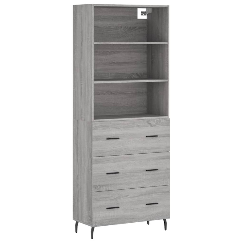 Myakka 69.5cm Wide 3 Drawer Highboard, Grey Sonoma