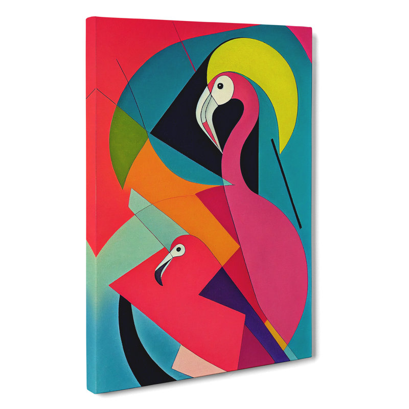 Flamingo In Abstract No.4 - Wrapped Canvas, 60cm H x 40cm W x 3cm D