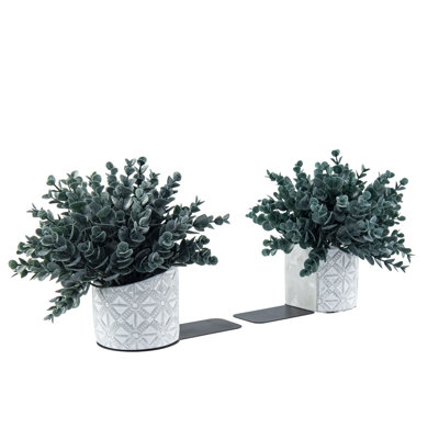 Ensemble de serre-livres décoratif en faux eucalyptus bleu