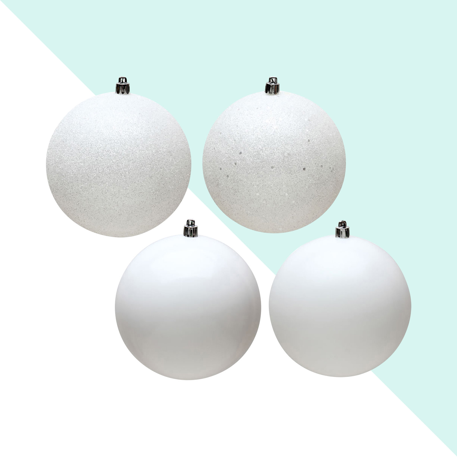 The Holiday Aisle® 4" Shatterproof Bauble, 4" H x 4" W x 4" D, White