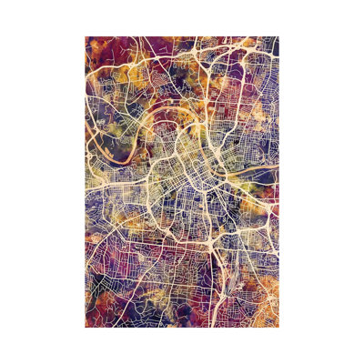 Nashville Tennessee City Map II by Michael Tompsett - Wrapped Canvas Gallery-Wrapped Canvas Giclée