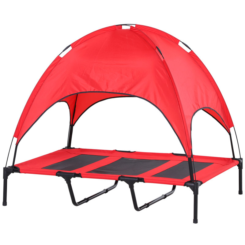 Lit pour animal de compagnie de style moderne, lit pour chien portatif surélevé, Noir / Rouge