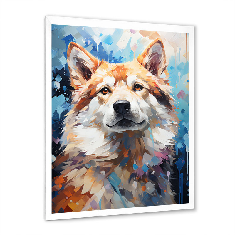 «Dog Akita Affection I» sur toile, H 32 po x l 24 po x P 1 po, Cadre simple blanc
