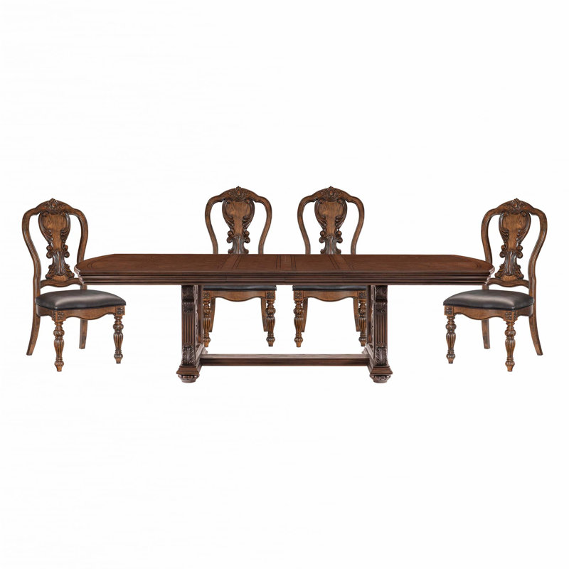 Ensemble repas 5 pièces avec rallonge, 5 pièces: table, 4 chaises