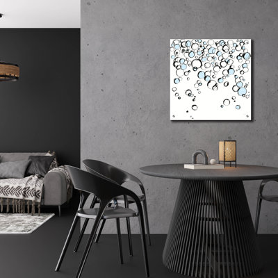 Art mural en verre Ivy Bronx «Blue Bubbles 3» par Chris Paschke