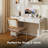 Computer Desk with 6 Drawers, 47" Home Office Desk with Fabric Storage, Sturdy Steel Frame, Vintage Wood Grain Writing Table for Bedroom, Living Room, 3 Color Options-1794670120