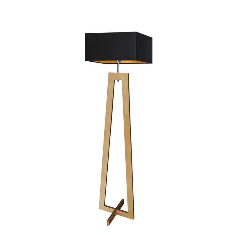 Aissatou 138cm Column Floor Lamp, Black, Light Brown