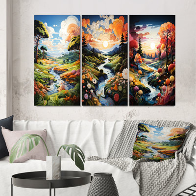 «Fairway A Whimsical», 3 pièces sur toile