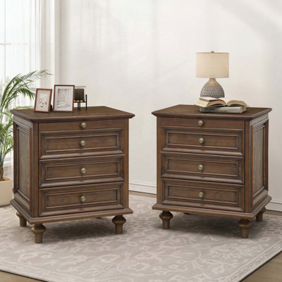 Farmhouse Nightstands 4 Drawers Hidden Pull-Out Shelf