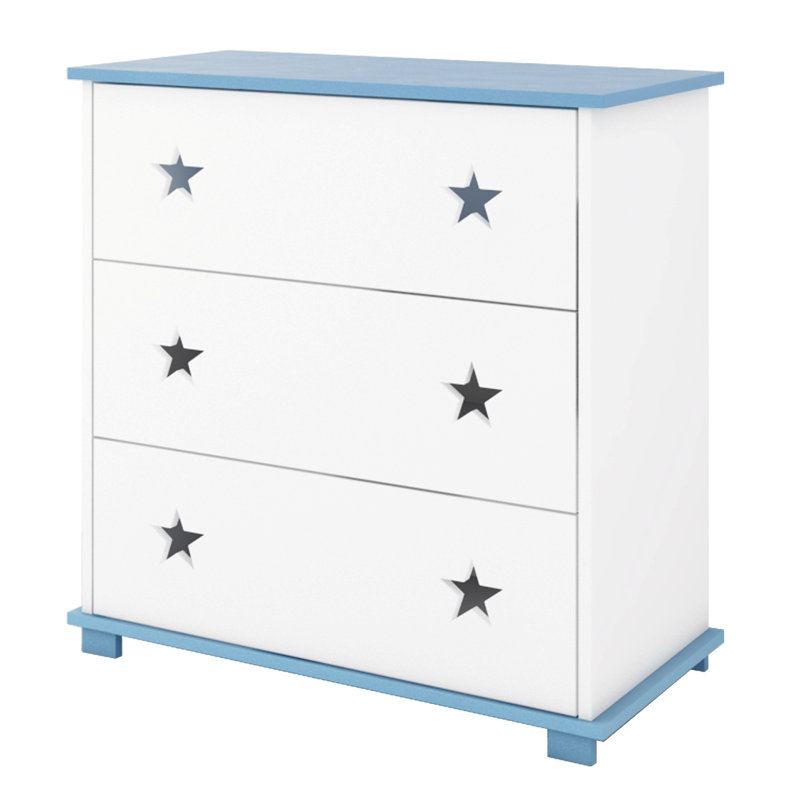 Kaplan Kids 3 - Drawer Chest, Blue/White