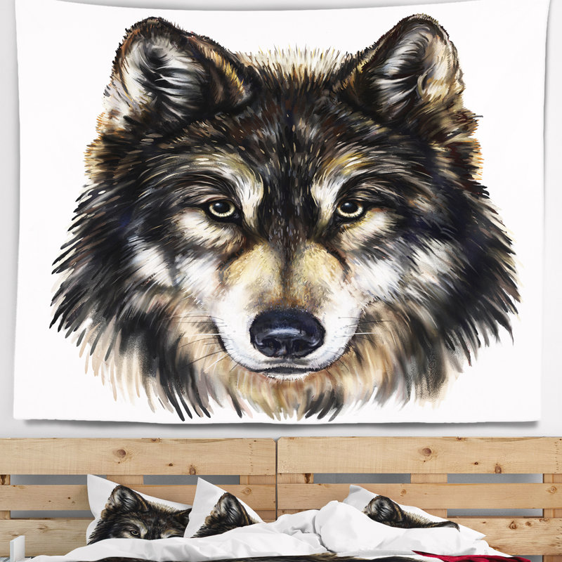 Tête de loup Animal, H 68 po x l 80 po