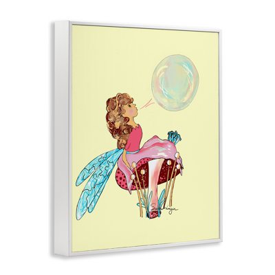 Ballerine fée sur giclée jaune encadrée, design par Susan Lugar