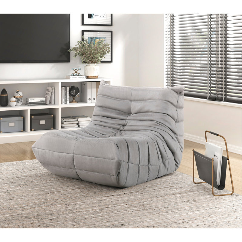 Siège confortable en microfibre gris, siège antidérapant, siège relaxant, fermeture à glissière, fauteuil d'appoint élégant