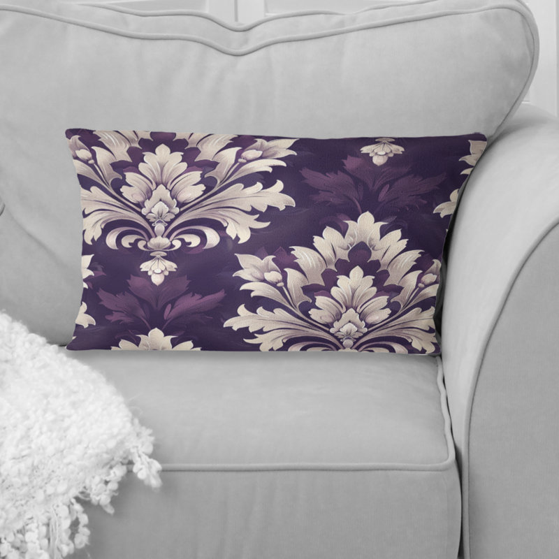 Coussin lombaire mauve blanc damassé Elegance II