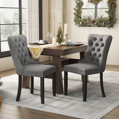 Tufted Velvet Wing Back Side Dining Chairs