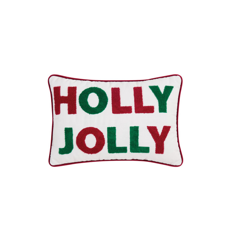 Truly Soft Holly Jolly Decorative Pillow, White/Green/Red