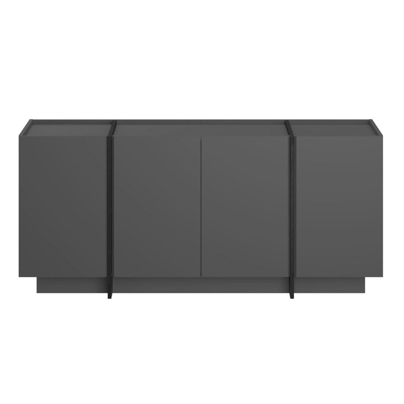 Console moderne anthracite avec charnières à fermeture douce, 70,9 po x 31,5 po x 17,7 po | 100% panneau de particules enduit de mélamine, 0,7 po d'épaisseur | Plusieurs tablettes pour le rangement, design noir élégant, parfait pour le salon et le vestibule