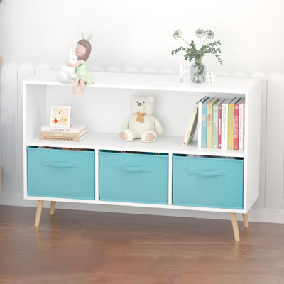 Bibliothèque pour enfants avec tiroirs pliables en tissu H 23,62 po x l 35,43 po