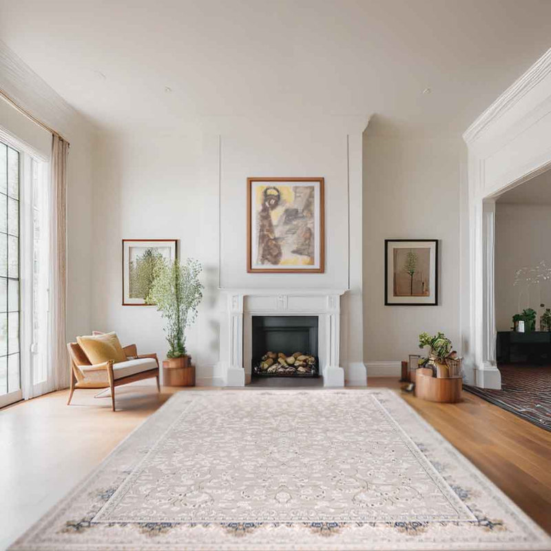 Sapphire Misty Damask Grey Blue Elegant Blue/Grey Abstract Modern Turkish Area Rug, Rectangle 160 x 230 cm